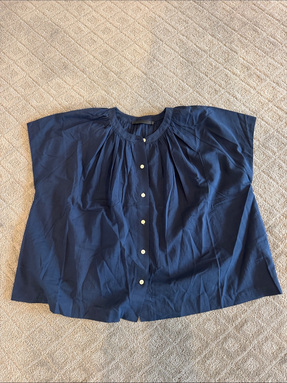 Jenni Kayne Navy Button-Front Pleated Top